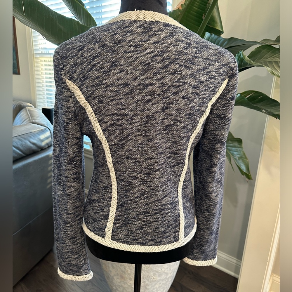 Tart Collections Georgiana Sweater Jacket Navy Cream Women Large - Picture 6 of 12